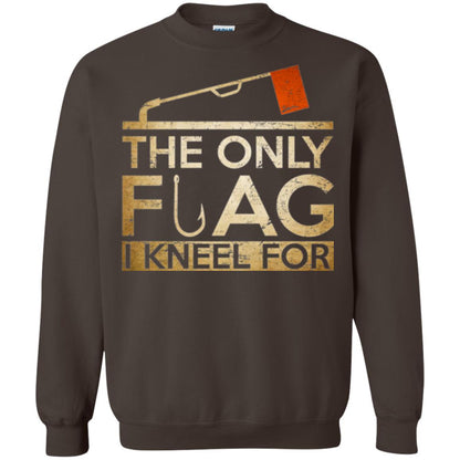 Ice Fishing T-shirt The Only Flag I Kneel For Dark Chocolate