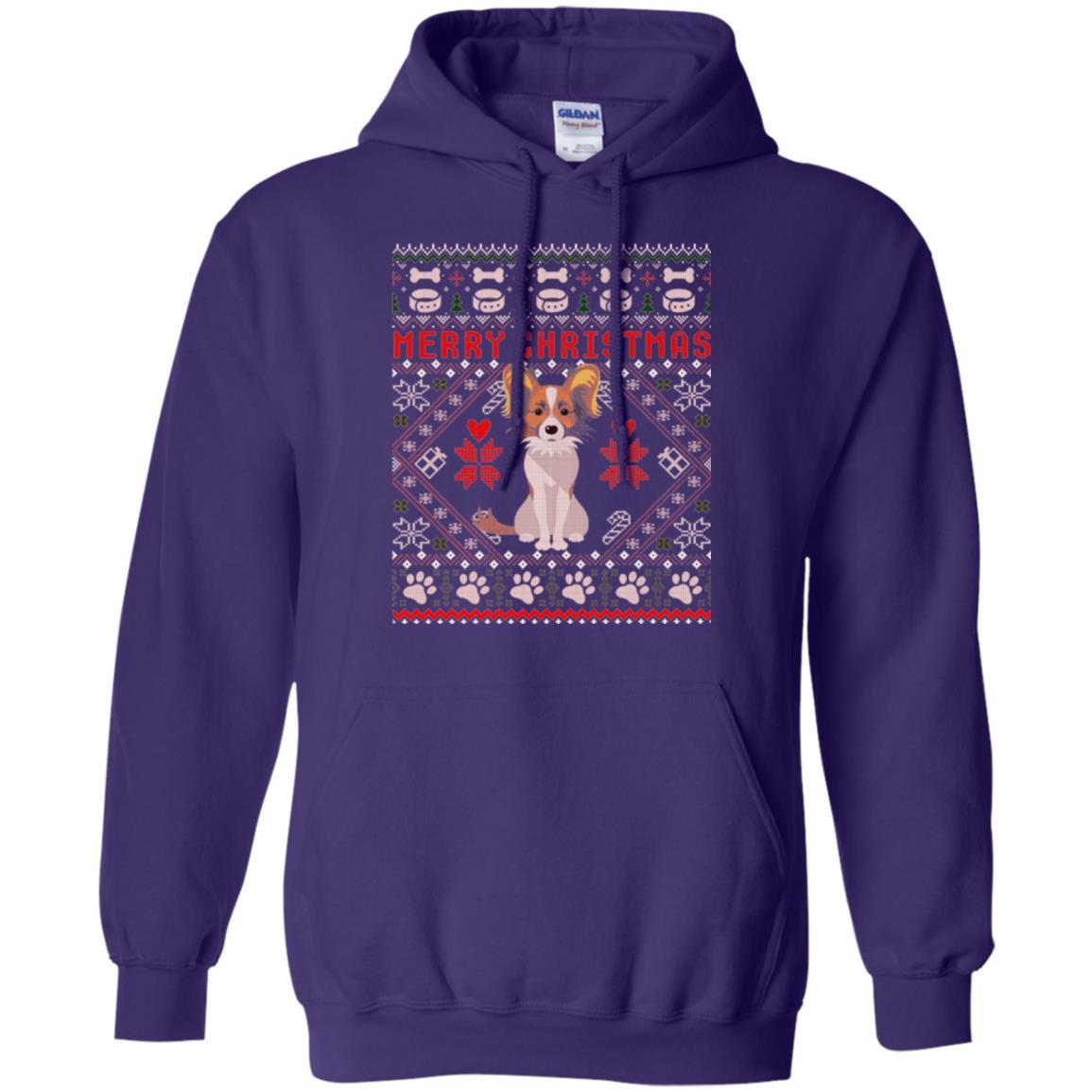 Dog Lover T-shirt Papillon Dog Merry Christmas Purple