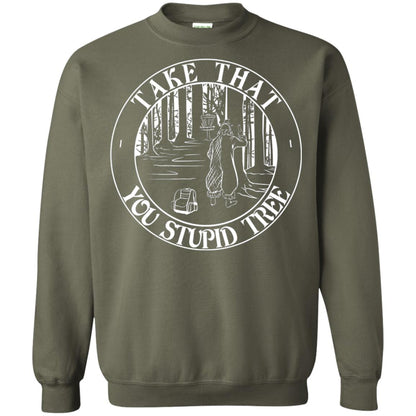 Take That Stupid Tree Funny Disc Golf T-shirt Military Green