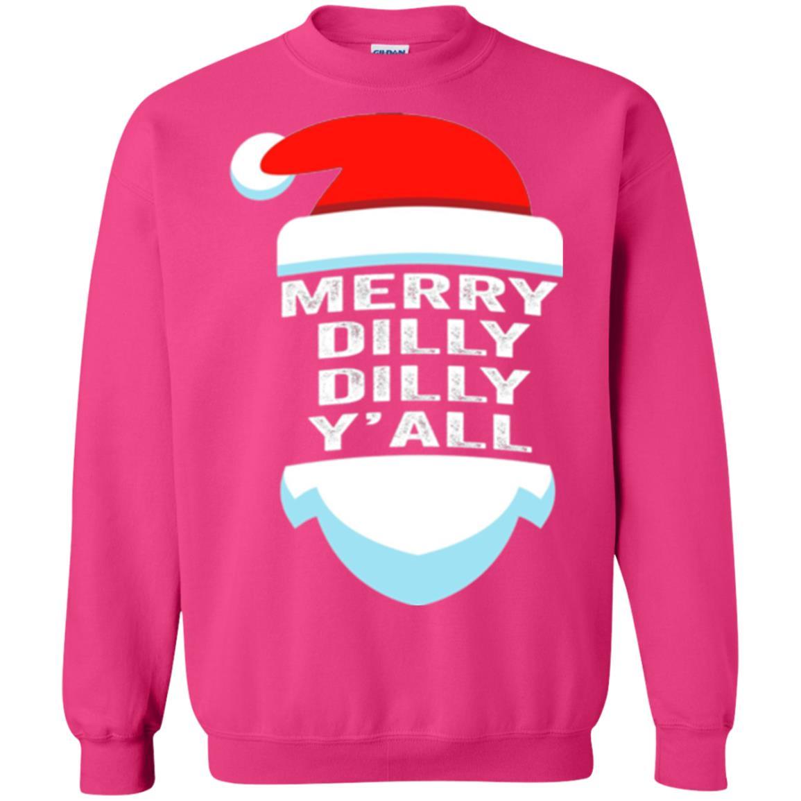 Christmas T-shirt Dilly Dilly Yall Santa Hat Christmas T-shirt Heliconia