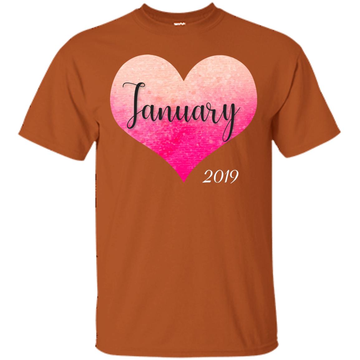Pregnancy Reveal Announcement Party January 2019 Shirt Texas Orange