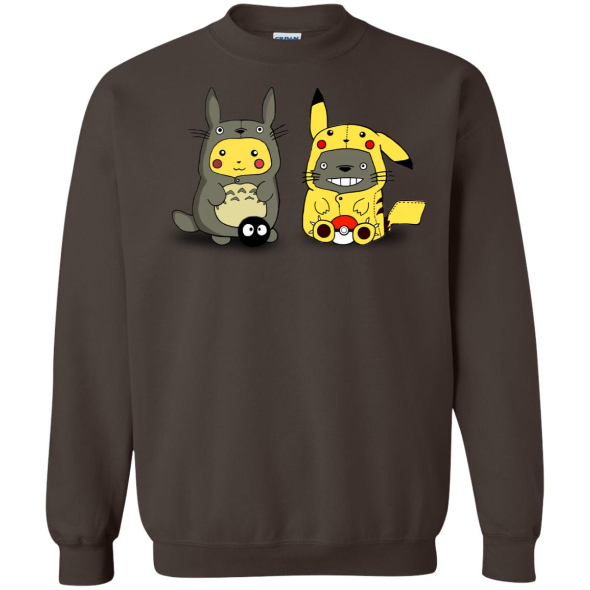 Pikachu Cosplay Totoro And Totoro Cosplay Pikachu T-shirt Dark Chocolate