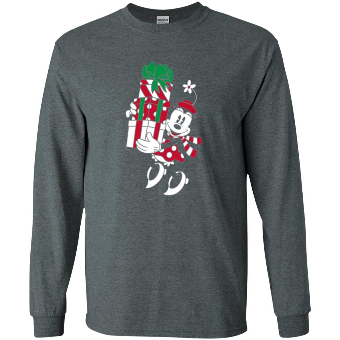 Christmas T-shirt Disney Minnie Mouse Christmas Gifts Dark Heather