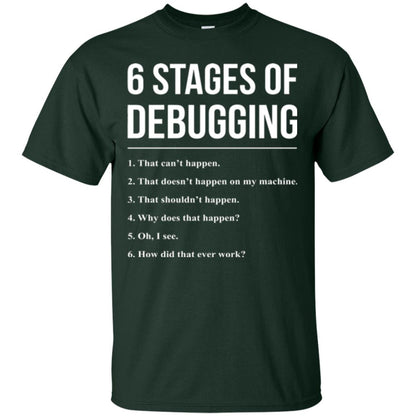 Programmer T-shirt 6 Stages Of Debugging Forest