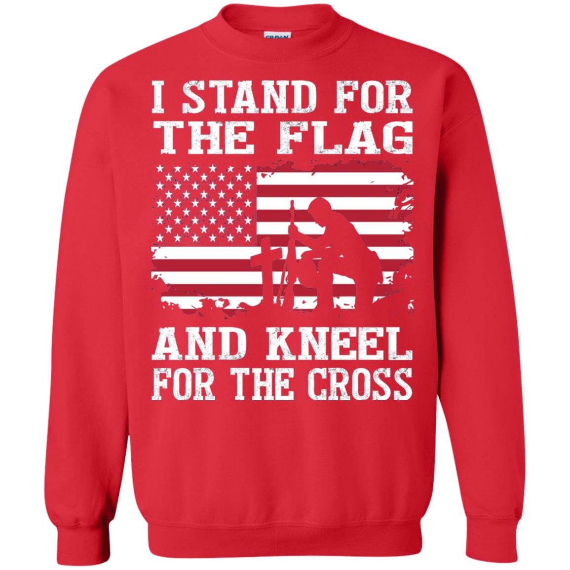 I Stand For The Flag And Kneel For The Cross Military T-shirt Red