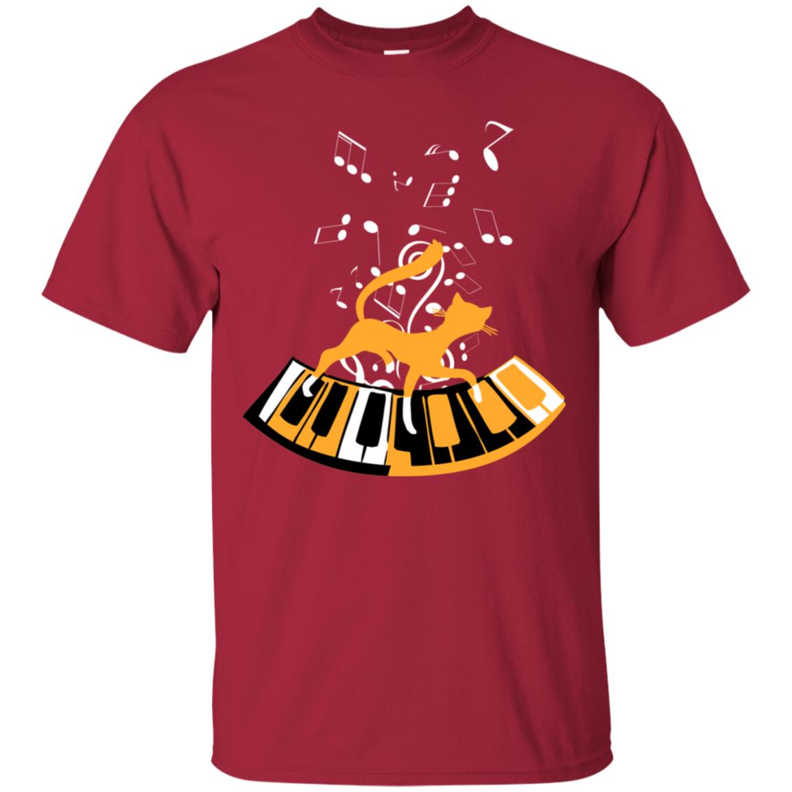 Cat Plays Piano Shirt For Mens Womens Cardinal