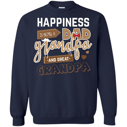 Happiness Is Being A Dad Grandpa And Great Grandpa Shirt Navy