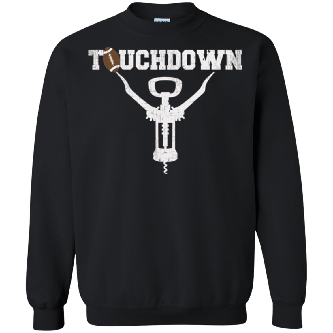 Football T-shirt Touchdown Funny Football Wine Lovers Black