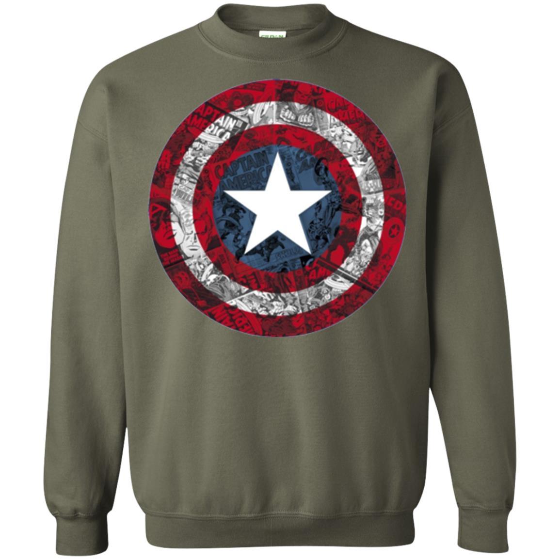 Film T-shirt Captain America Avengers Shield Comic Graphic Military Green