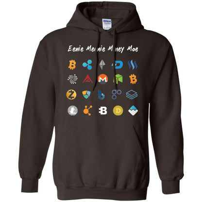 Bitcoin Litecoin Ethereum Eenie Meenie Miney Moe T-shirt Dark Chocolate