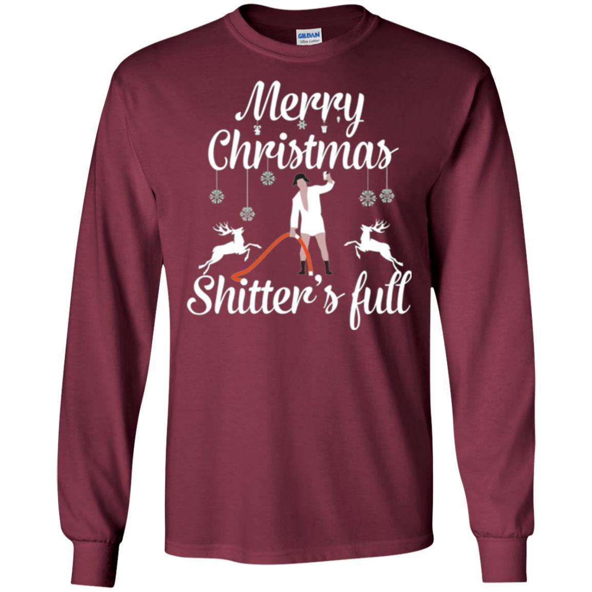 Christmas T-shirt Reindeer Merry Christmas Shitter's Full Maroon