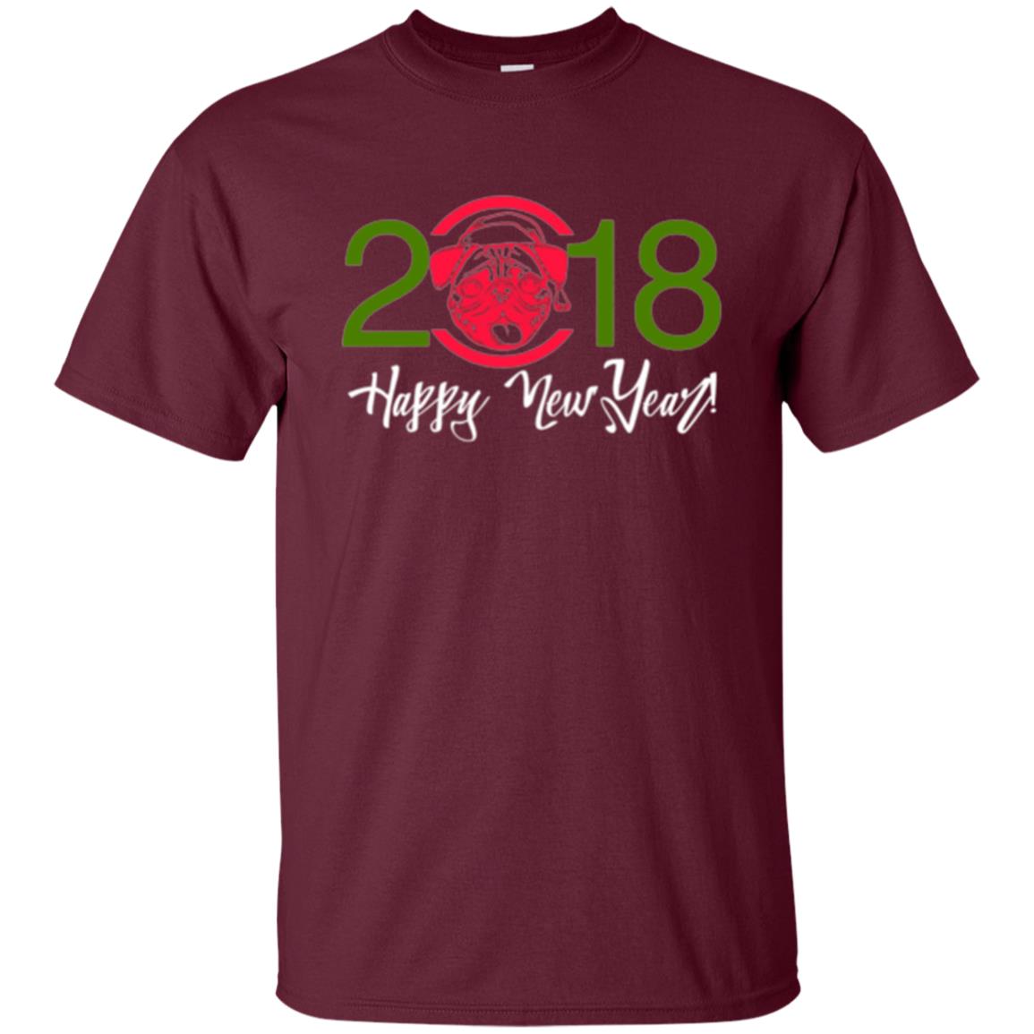 Dog Lovers T-shirt Happy New Year 2018 Maroon