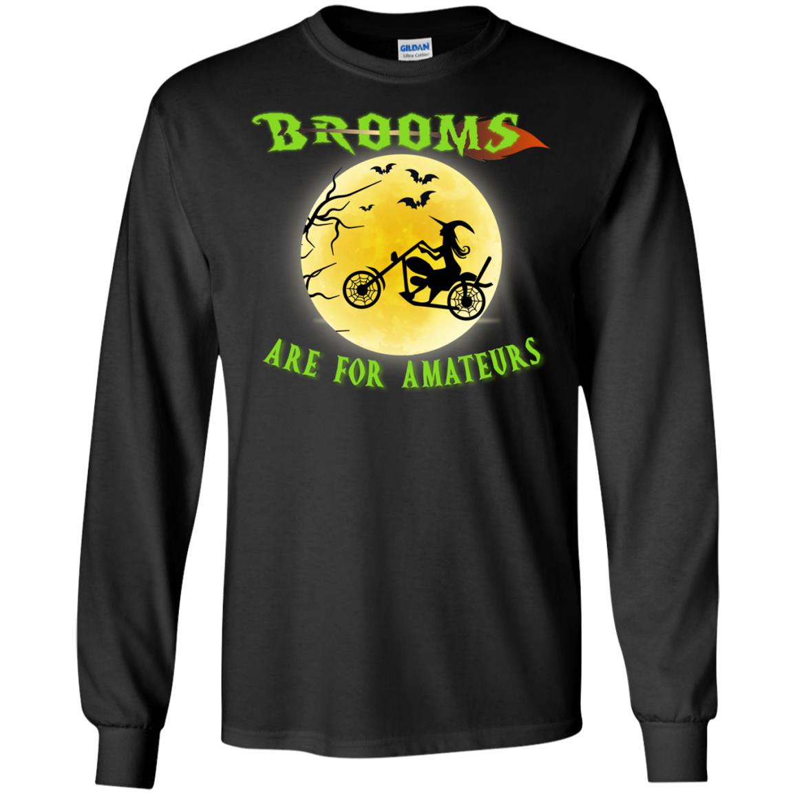 Brooms Are For Amateurs Witches Ride A Motorcycle Funny Halloween Shirt Black