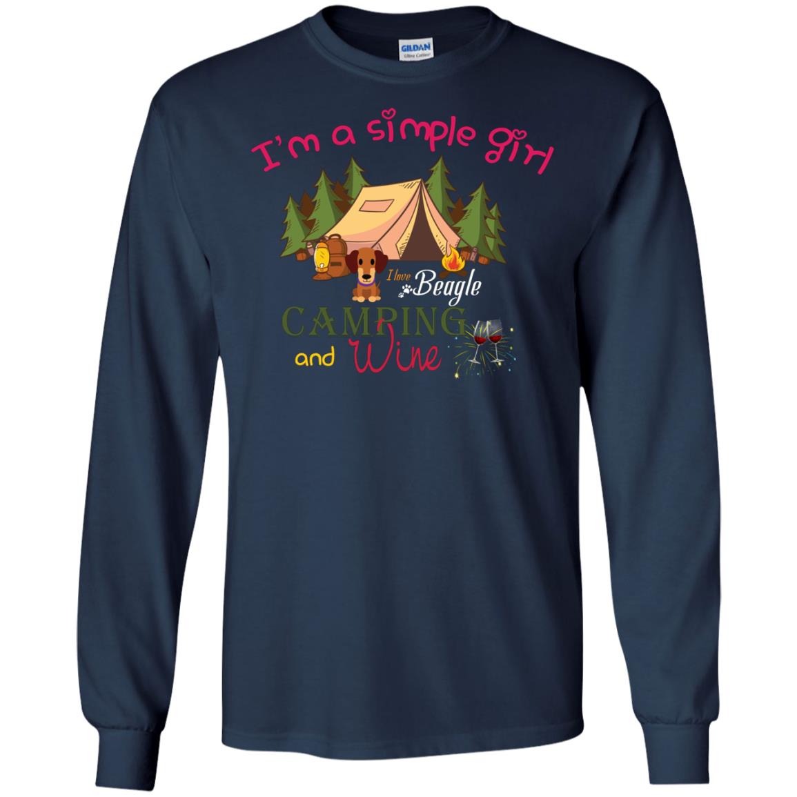 I’m A Simple Girl I Love Beagle Camping And Wine Shirt Navy