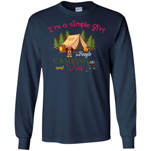 I’m A Simple Girl I Love Beagle Camping And Wine ShirtG240 Gildan LS Ultra Cotton T-Shirt