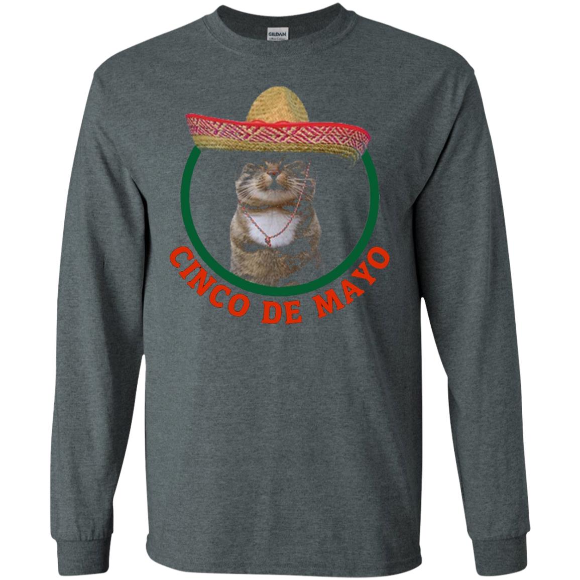 Cinco De Mayo Kitty Cat Funny Cute Meow Sombrero T-shirt Dark Heather