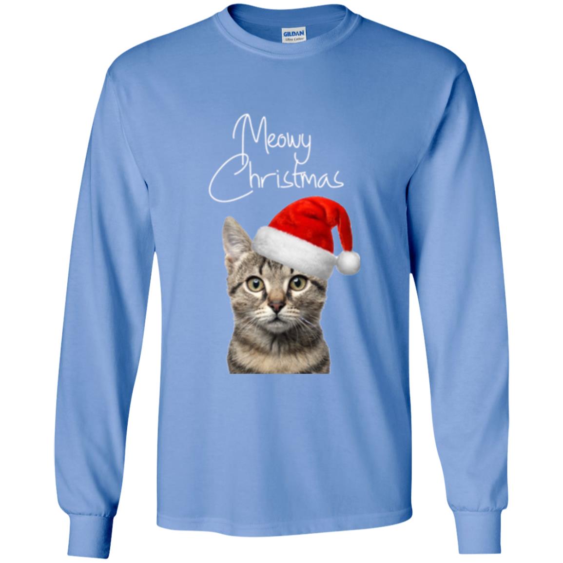Cat Lovers T-shirt Merry Christmas Carolina Blue