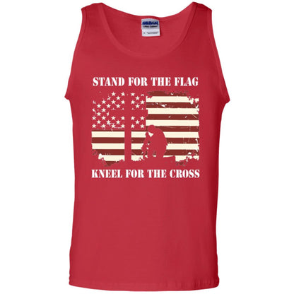 Military T-shirt Stand For The Flag Kneel For The Cross Red