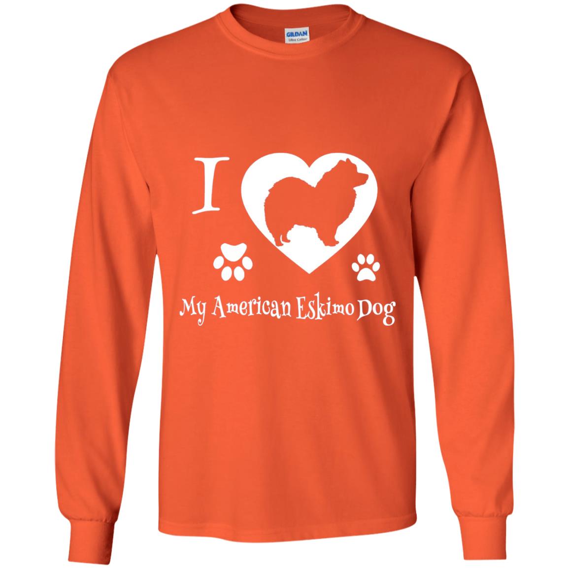 Dog Lover T-shirt I Love My American Eskimo Dog Orange