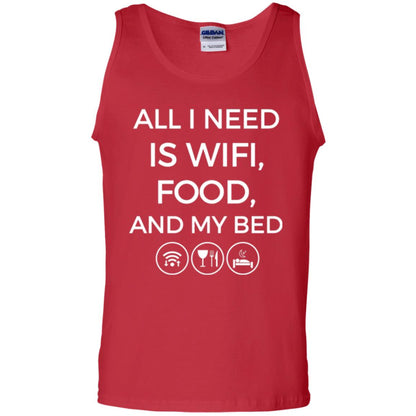 All I Need Is Wifi Food And My Bed T-shirt Red