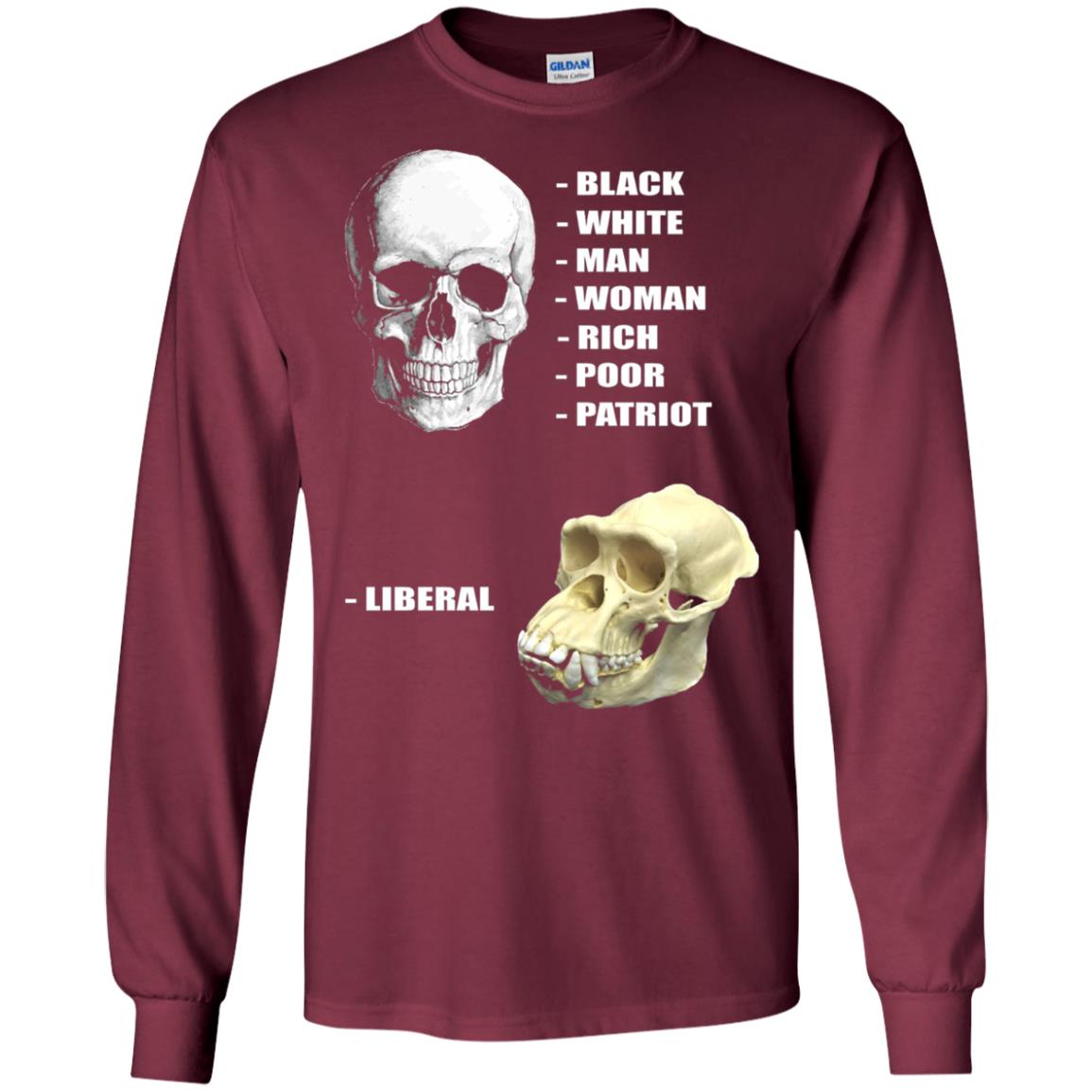 Funny Cool Skulls T-shirt Modern America Patriot Liberal Maroon