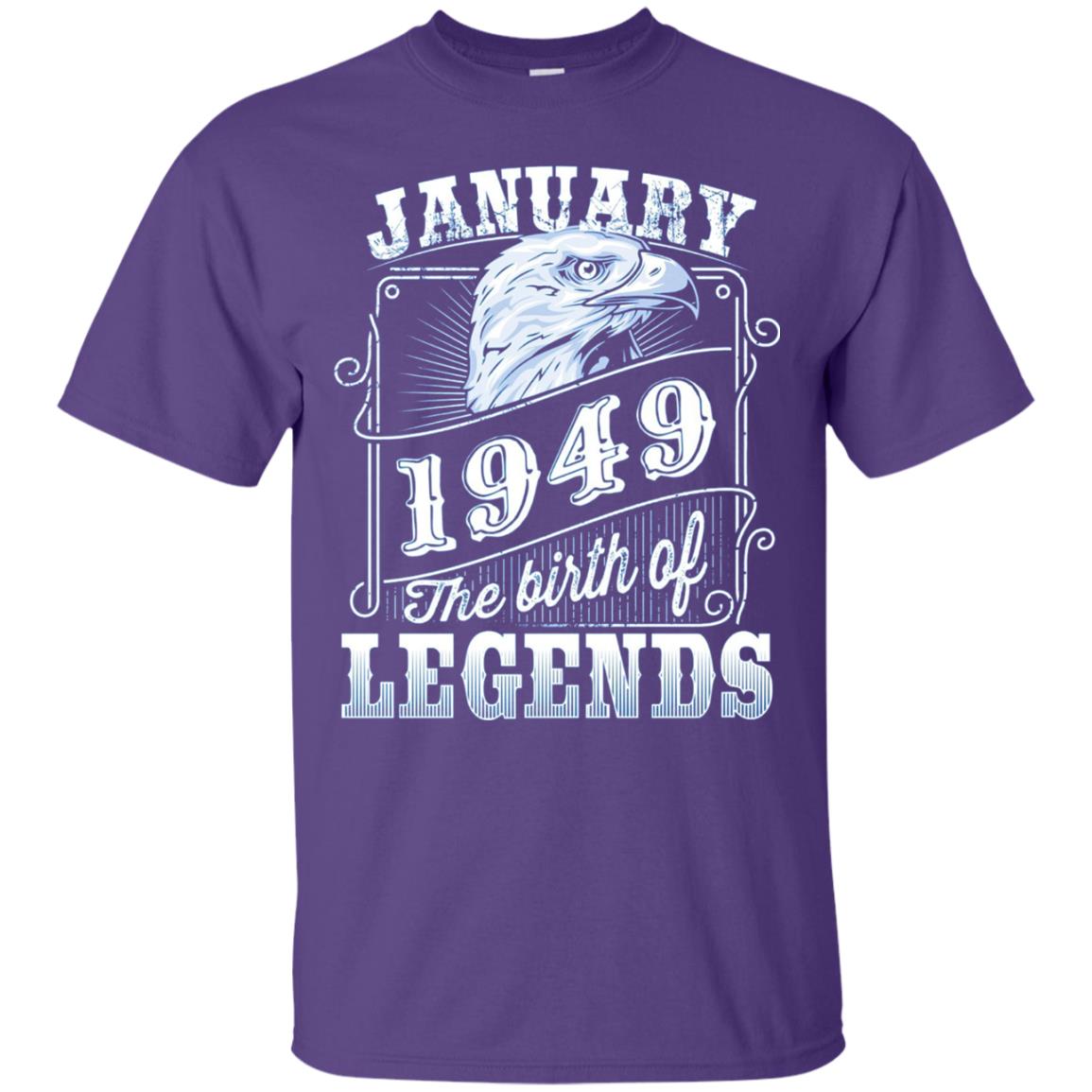 69th Birthday T-shirt January 1949 Birth Of Legend Purple
