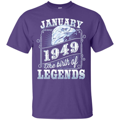 69th Birthday T-shirt January 1949 Birth Of Legend Purple