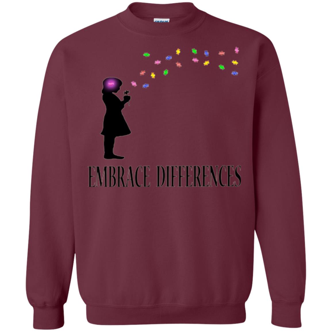 Embrace Differences Shirt Proud Autism Awareness T-shirt Maroon
