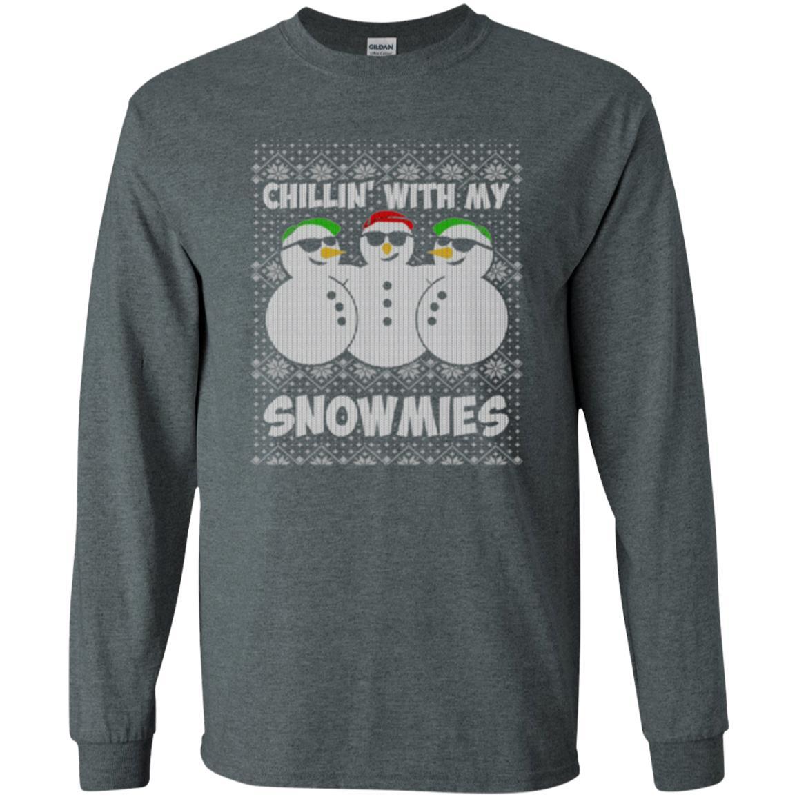 Christmas T-shirt Chillin With My Snowmies Dark Heather