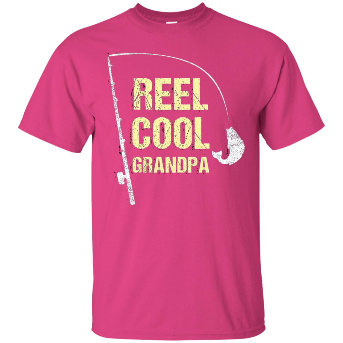 Reel Cool Grandpa Fisherman T-shirt Heliconia