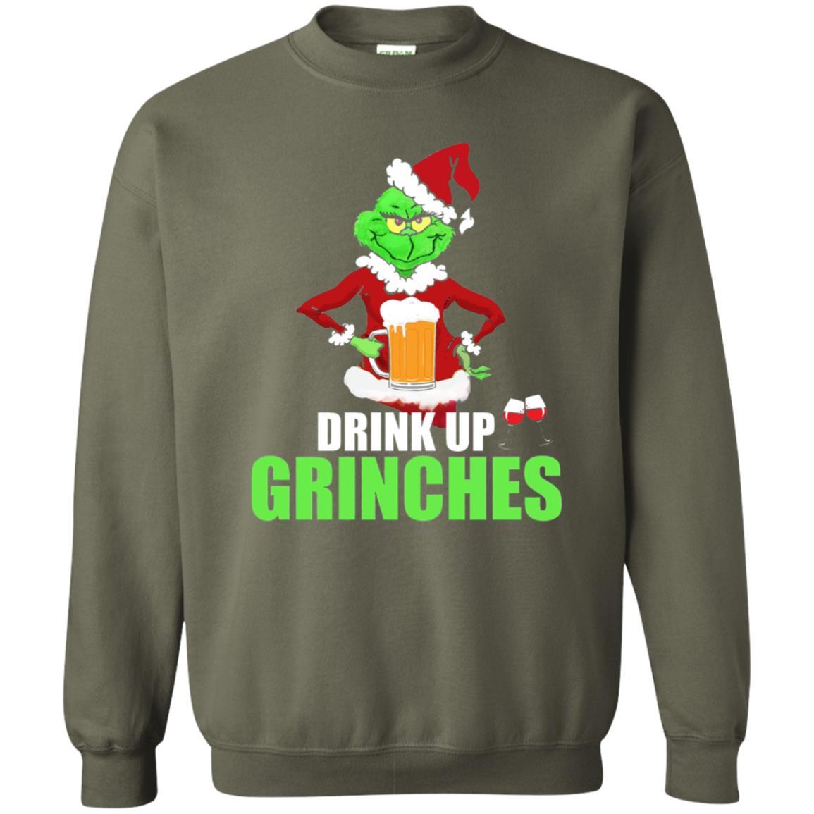 Christmas T-shirt Drink Up Grinches Military Green