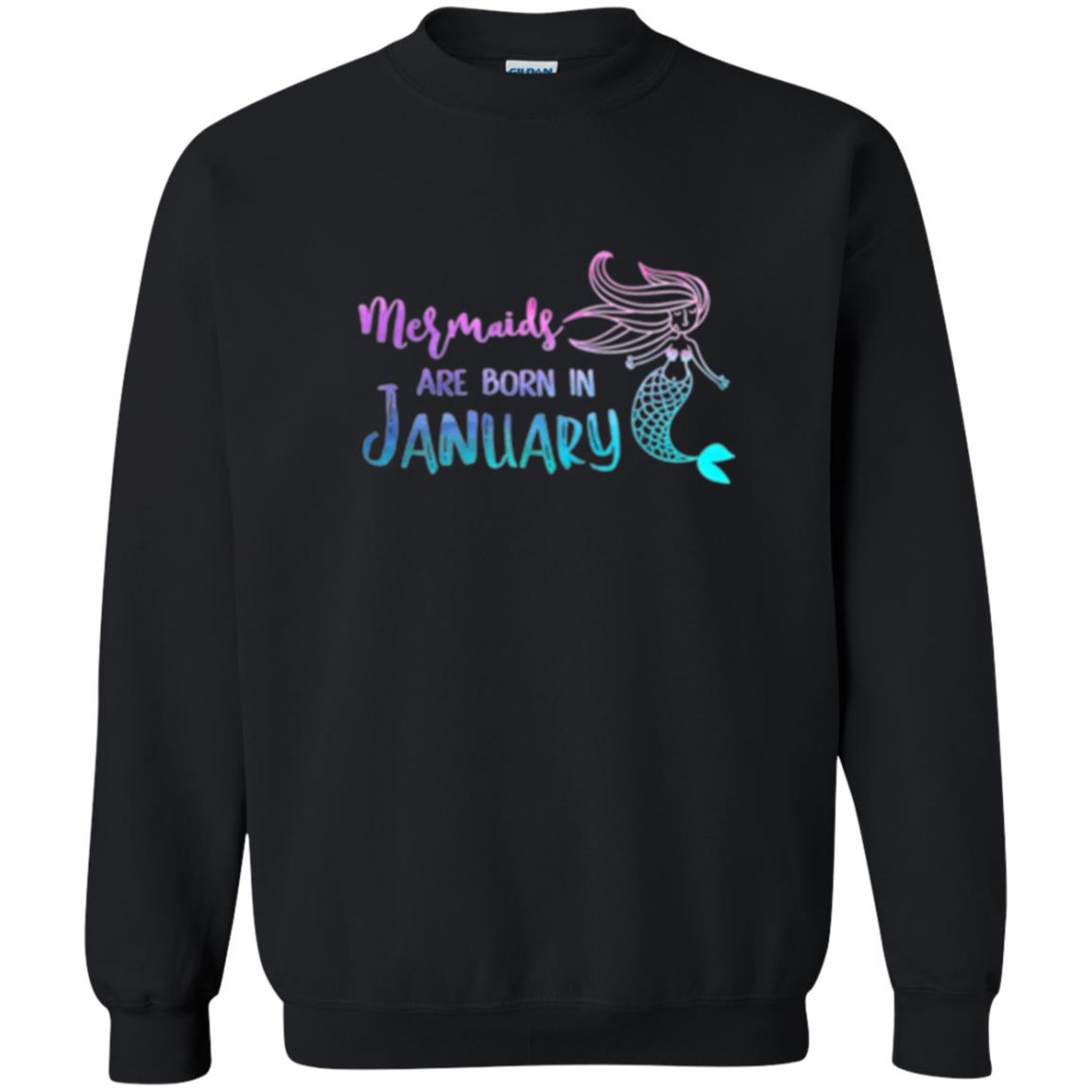 Mermaids Are Born In January Birthday T-shirt Black