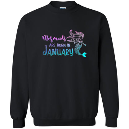 Mermaids Are Born In January Birthday T-shirt Black