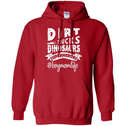 Dirt Trucks Dinosaurs Superheroes #boymomlife Family T-shirt Red
