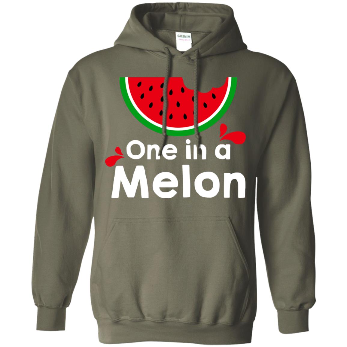 One In A Melon Watermelon Funny Fruit Pun Shirt Military Green