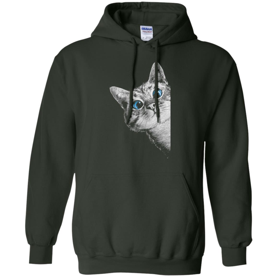 Cat Lovers T-shirt Cute Face Forest Green