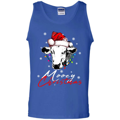 Mooey Merry Christmas X-mas Cow With Santa Hat And Lights Gift Shirt Royal