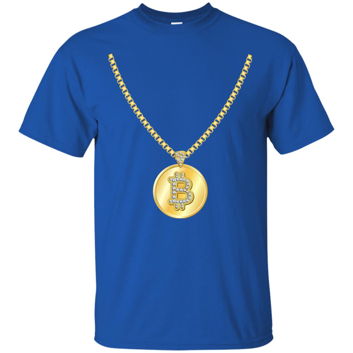 Funny Bitcoin T-shirt Gold Chain Cryptocurrency Necklace Royal