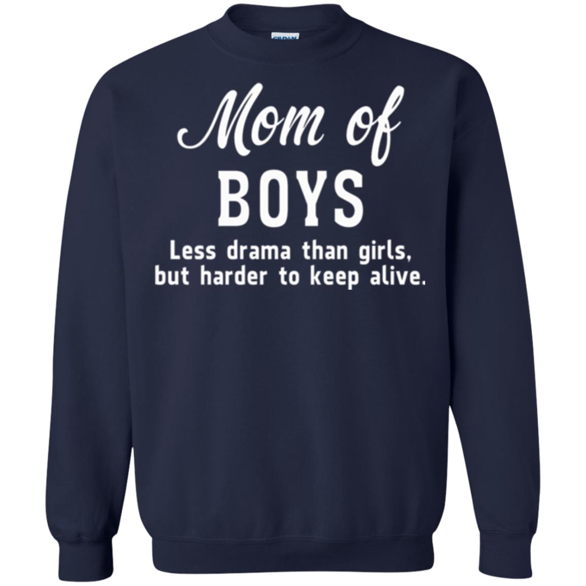 Mom Of Boys Less Drama Than Girls But Harder To Keep Alive T-shirt Mothers Day Navy