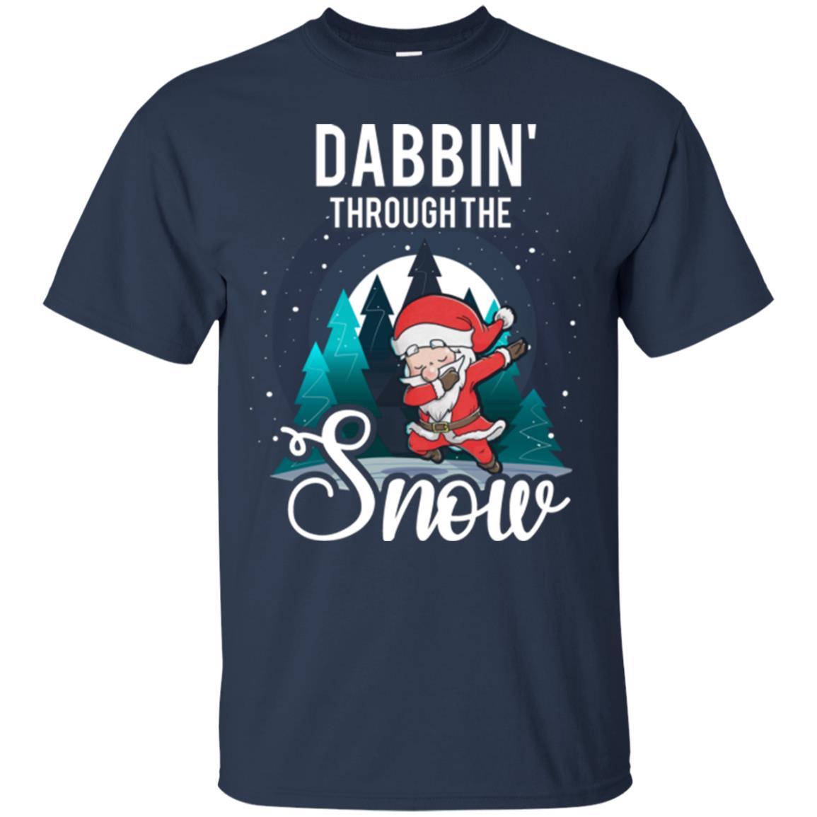 Christmas T-shirt Santa Claus Dabbing Through The Snow Navy