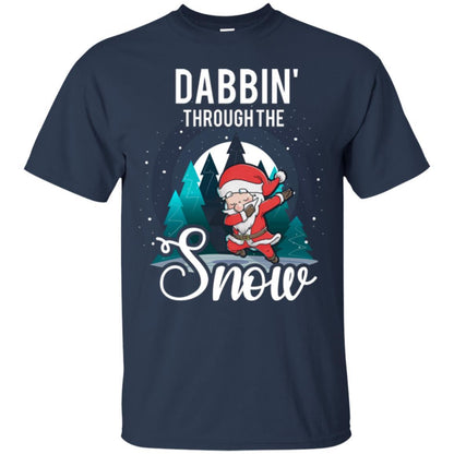 Christmas T-shirt Santa Claus Dabbing Through The Snow Navy