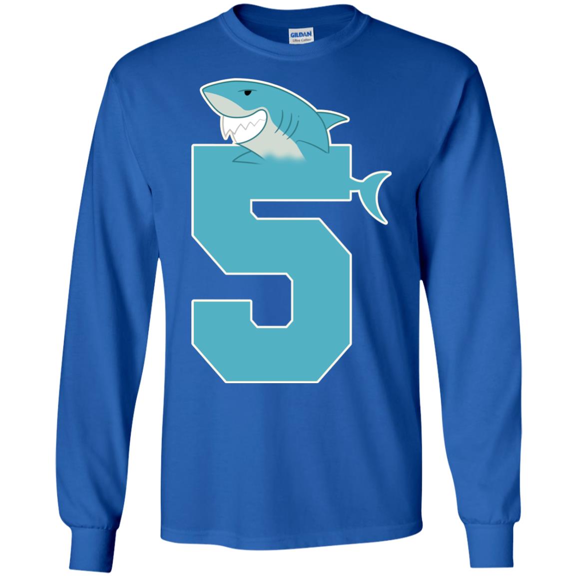 5th Birthday Shark Party Shirt Royal