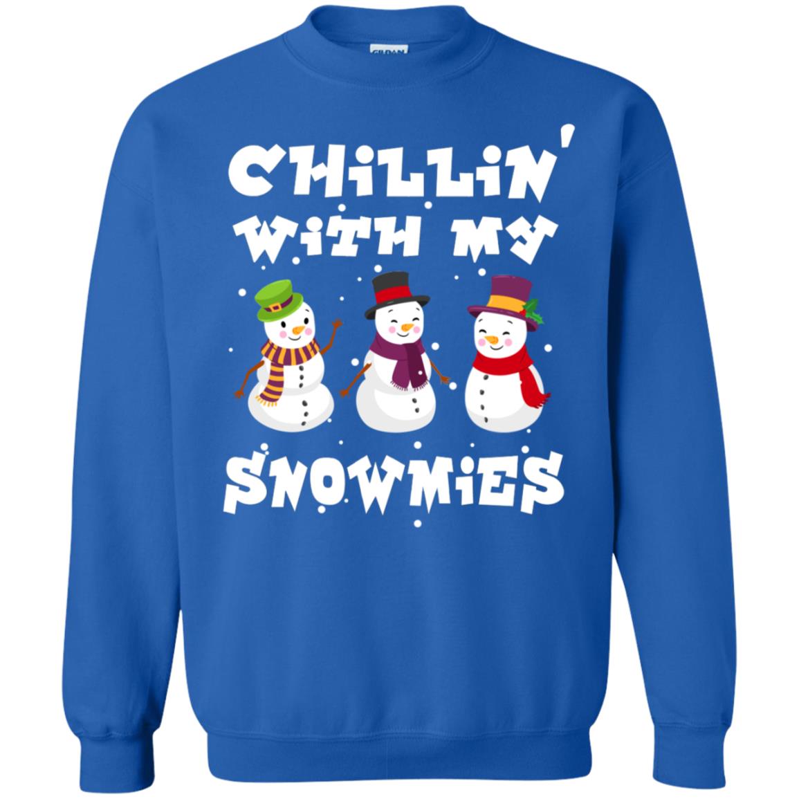 Chillin' With My Snowmie Snowman X-mas Gift Shirt For Mens Womens Kids Royal