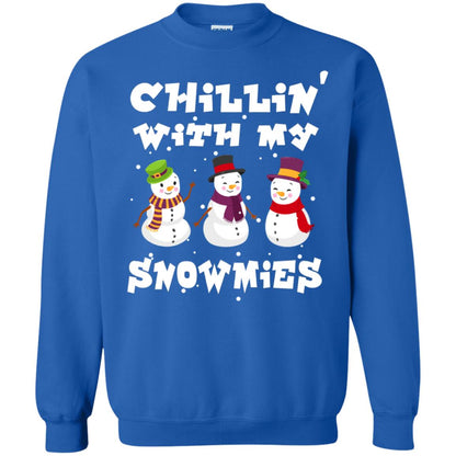 Chillin' With My Snowmie Snowman X-mas Gift Shirt For Mens Womens Kids Royal