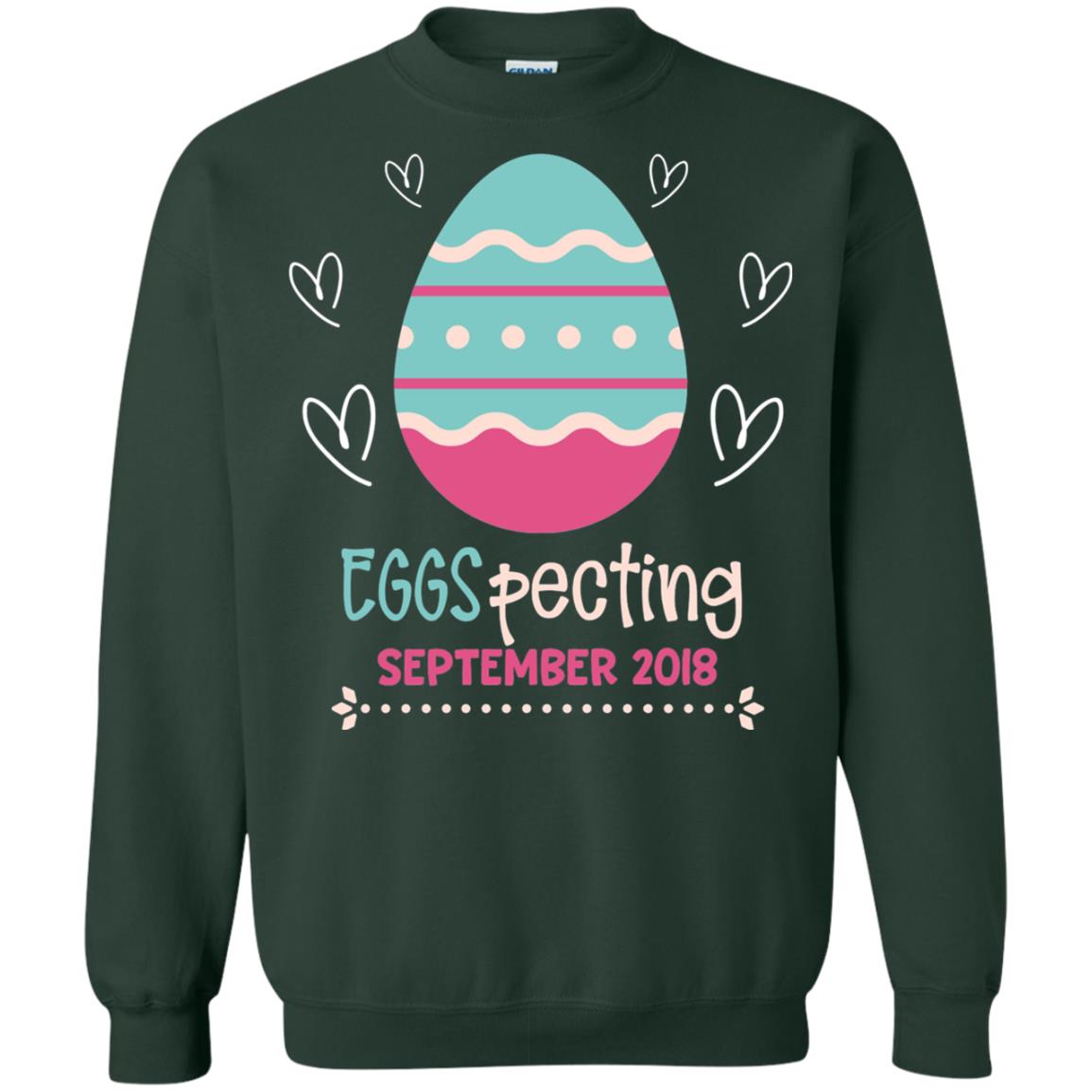 Easter Pregnancy Announcement Shirt Eggspecting September 2018 Forest Green