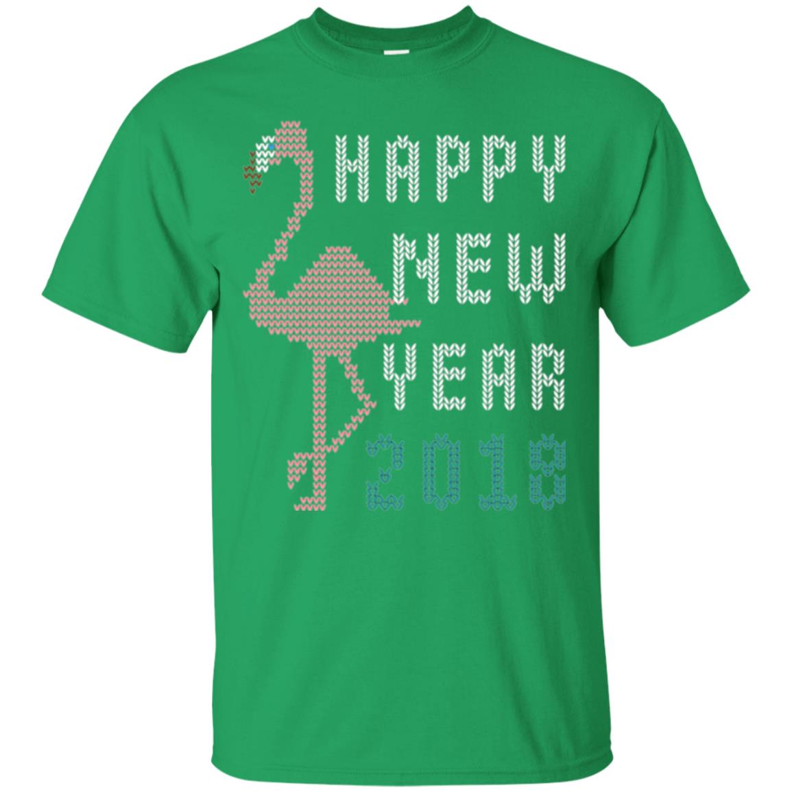 Happy New Year 2018 T-shirt Pink Flamingo Irish Green