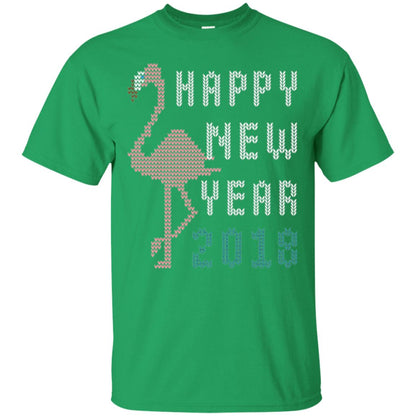 Happy New Year 2018 T-shirt Pink Flamingo Irish Green