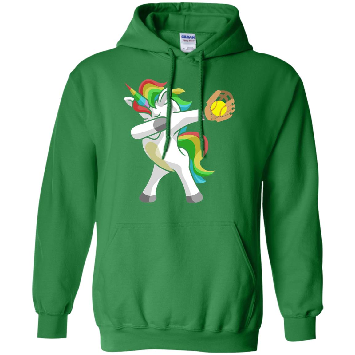 Dabbing Unicorn Softball T-shirt Funny Dabbing Irish Green