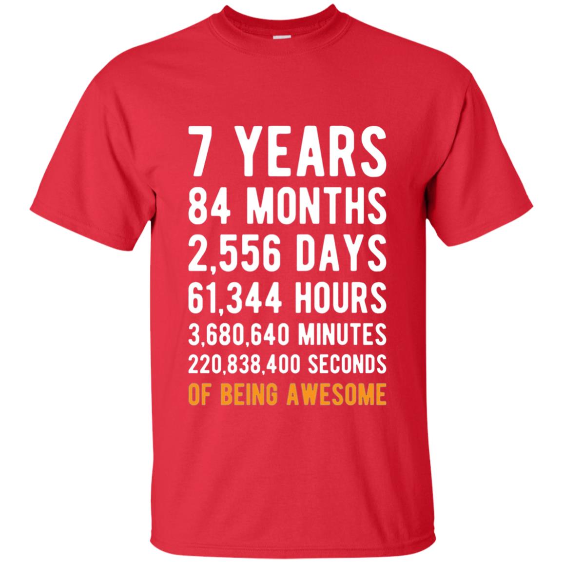 7th Birthday Shirt 7 Years Old Being Awesome Red