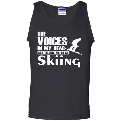 Skiing Lovers T-shirt The Voices In My Head Are Telling Me To Go Skiing Black